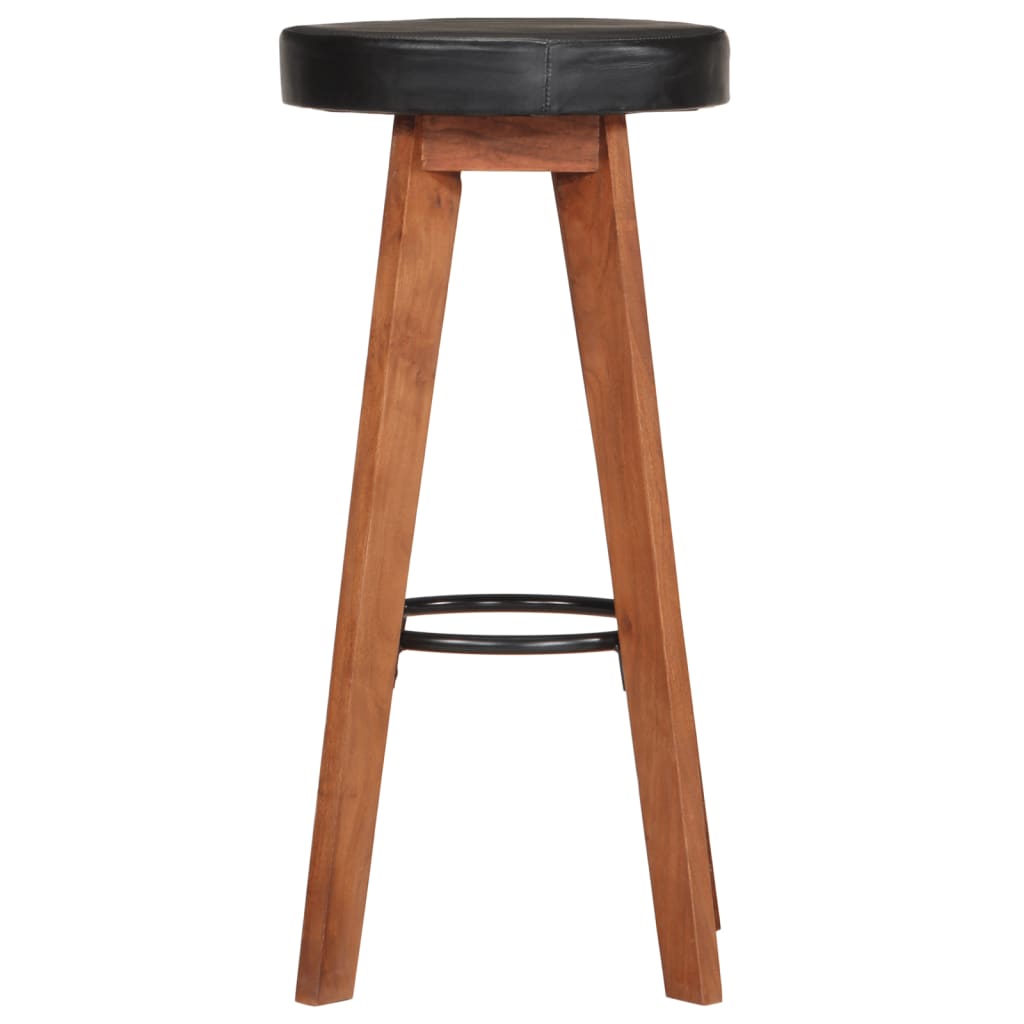 Tabourets de bar 2 pcs Cuir véritable et bois d'acacia solide - XIOS
