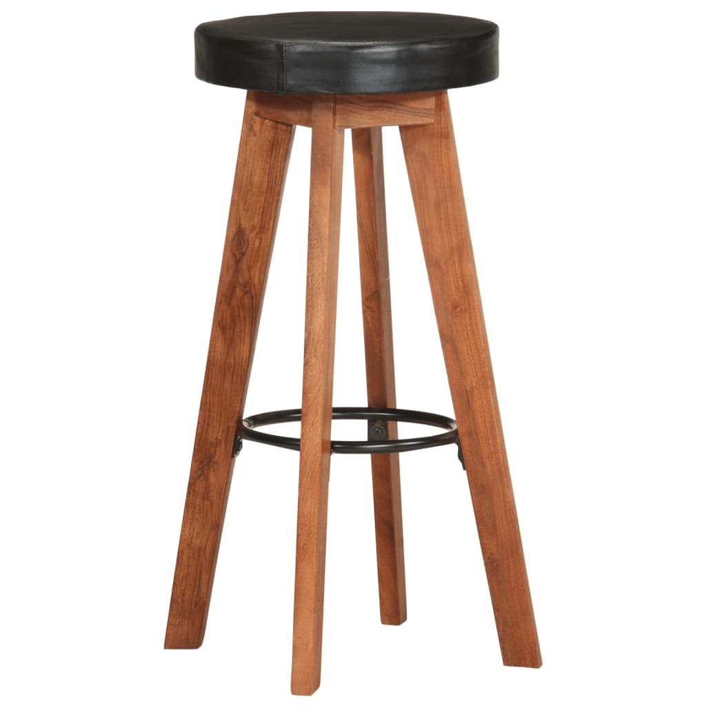 Tabourets de bar 2 pcs Cuir véritable et bois d'acacia solide - XIOS
