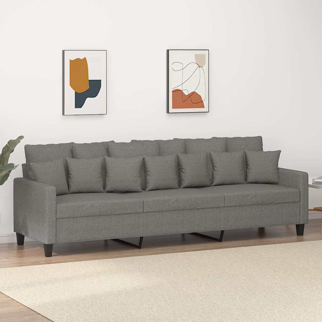 Canapé à 3 places Gris foncé 210 cm Tissu