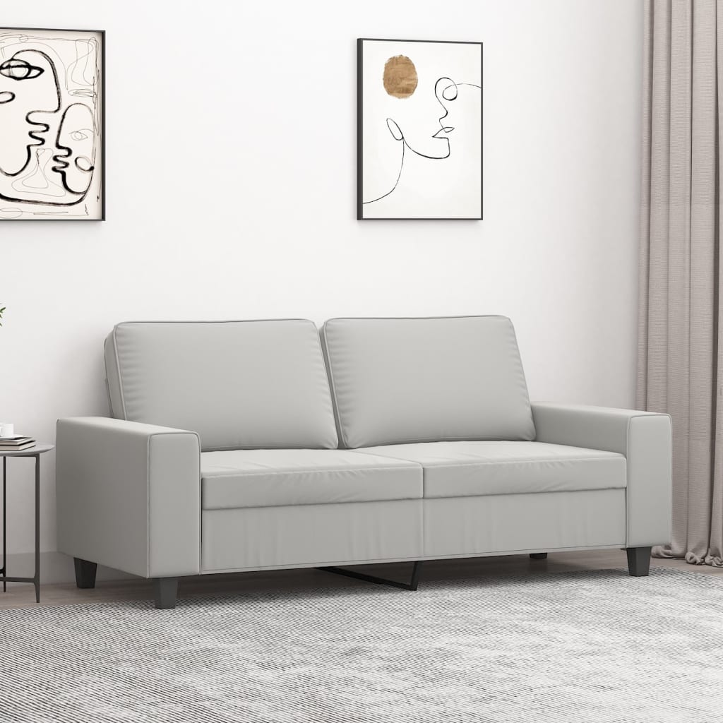 Canapé à 2 places Gris clair 140 cm Tissu microfibre - XIOS