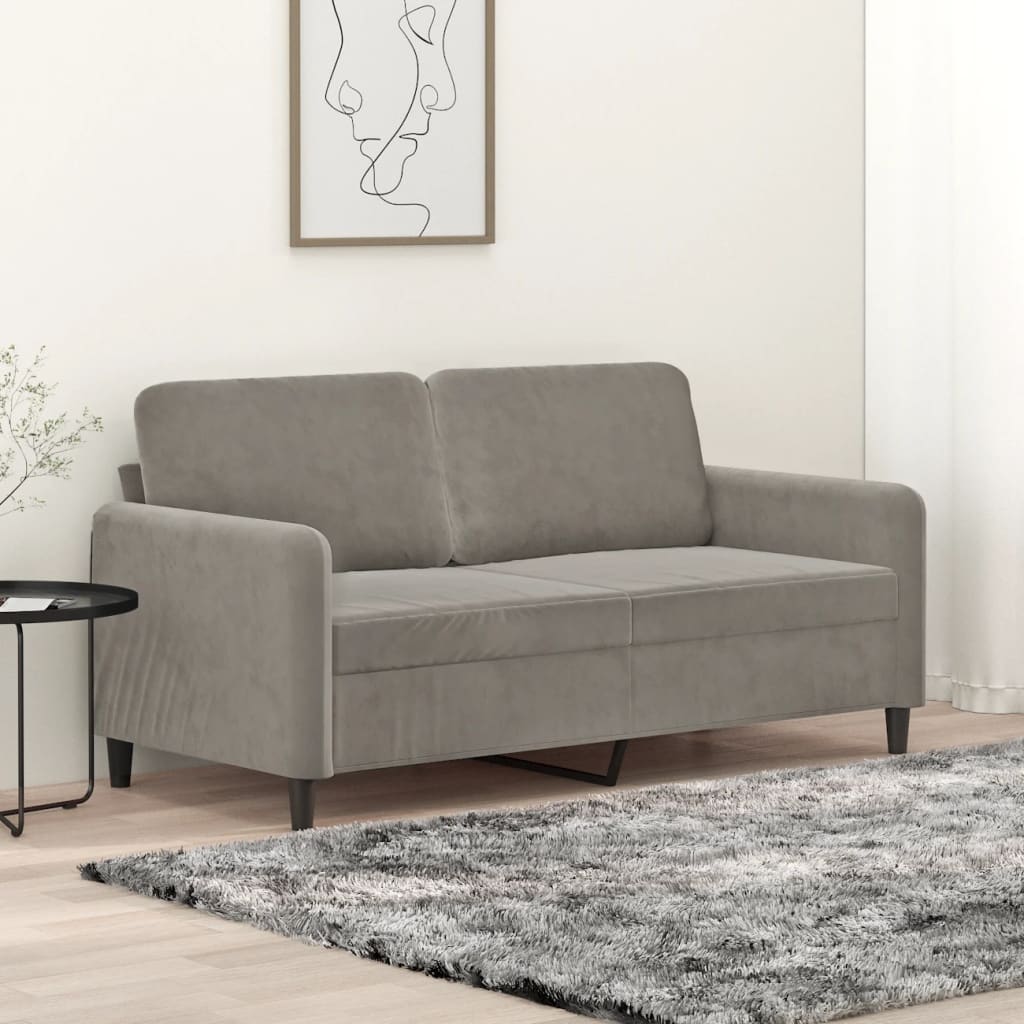 Canapé à 2 places Gris clair 140 cm Velours - XIOS