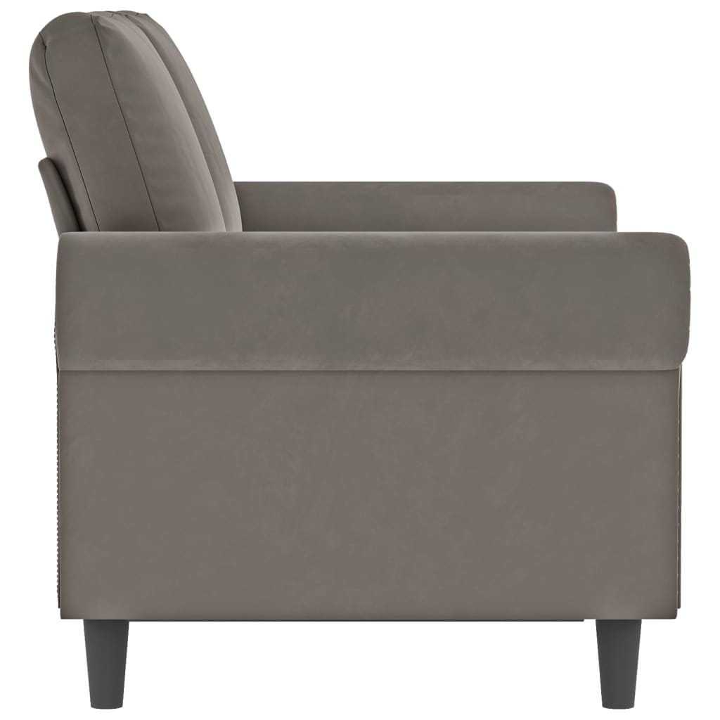 Canapé à 2 places Gris clair 120 cm Velours - XIOS