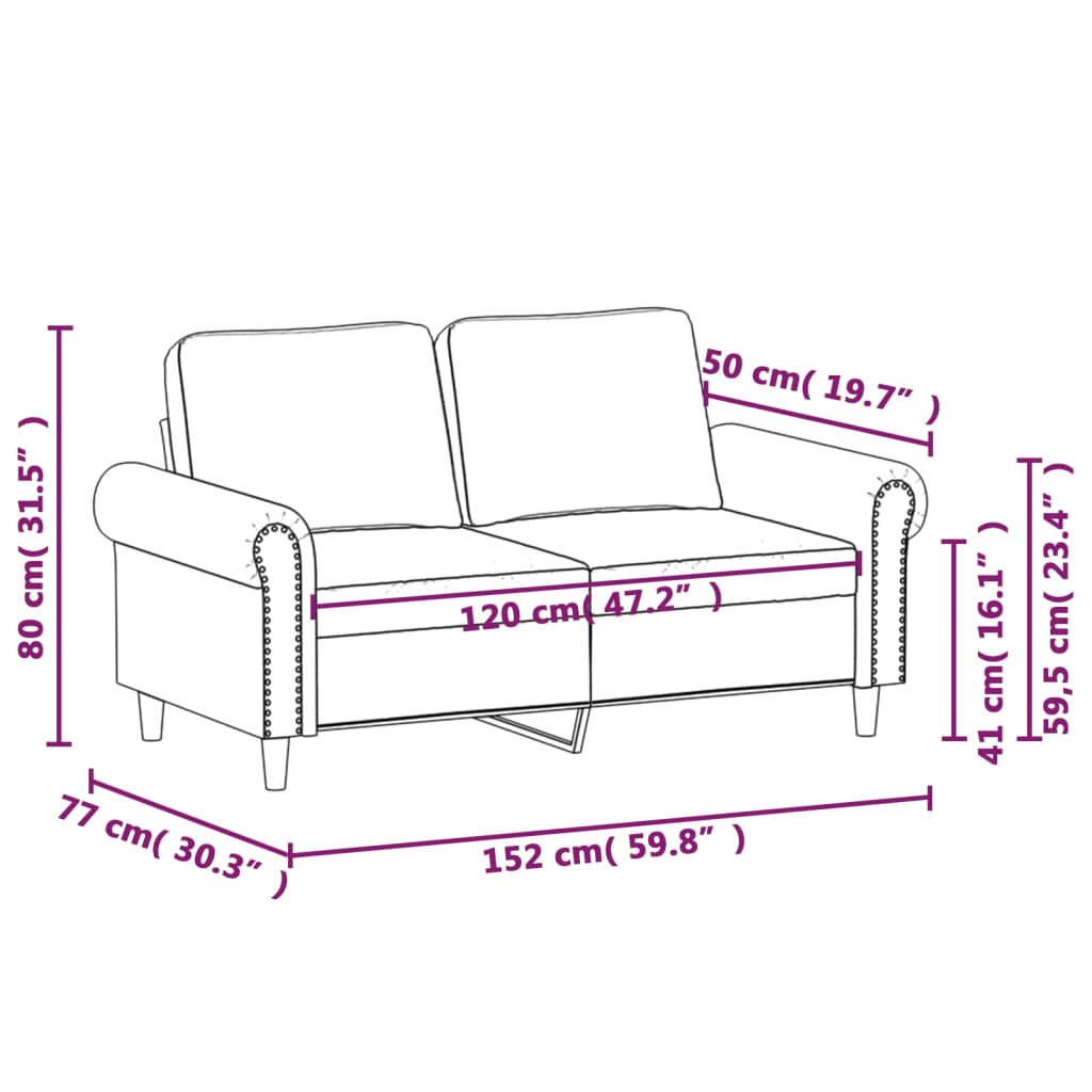 Canapé à 2 places Gris clair 120 cm Velours - XIOS