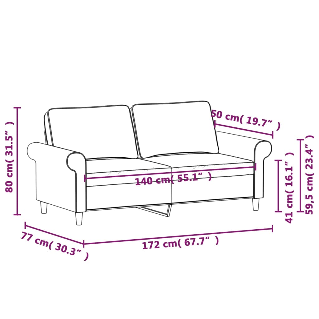 Canapé à 2 places Gris foncé 140 cm Tissu - XIOS