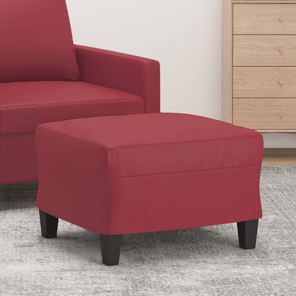Repose-pied Rouge bordeaux 60x50x41 cm Similicuir - XIOS