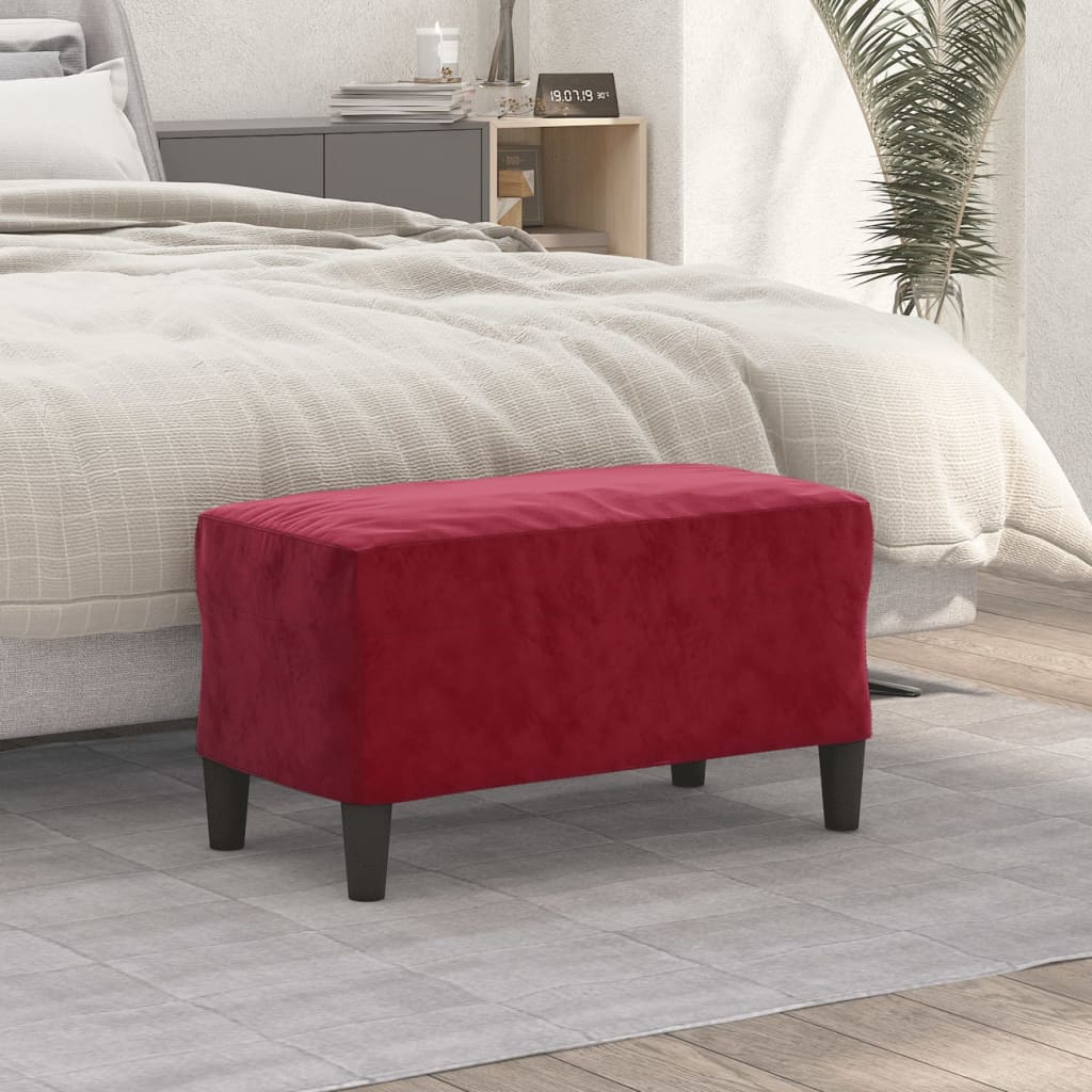 Banc Rouge bordeaux 70x35x41 cm Velours - XIOS
