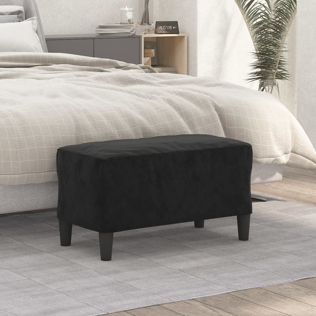 Banc Noir 70x35x41 cm Velours - XIOS