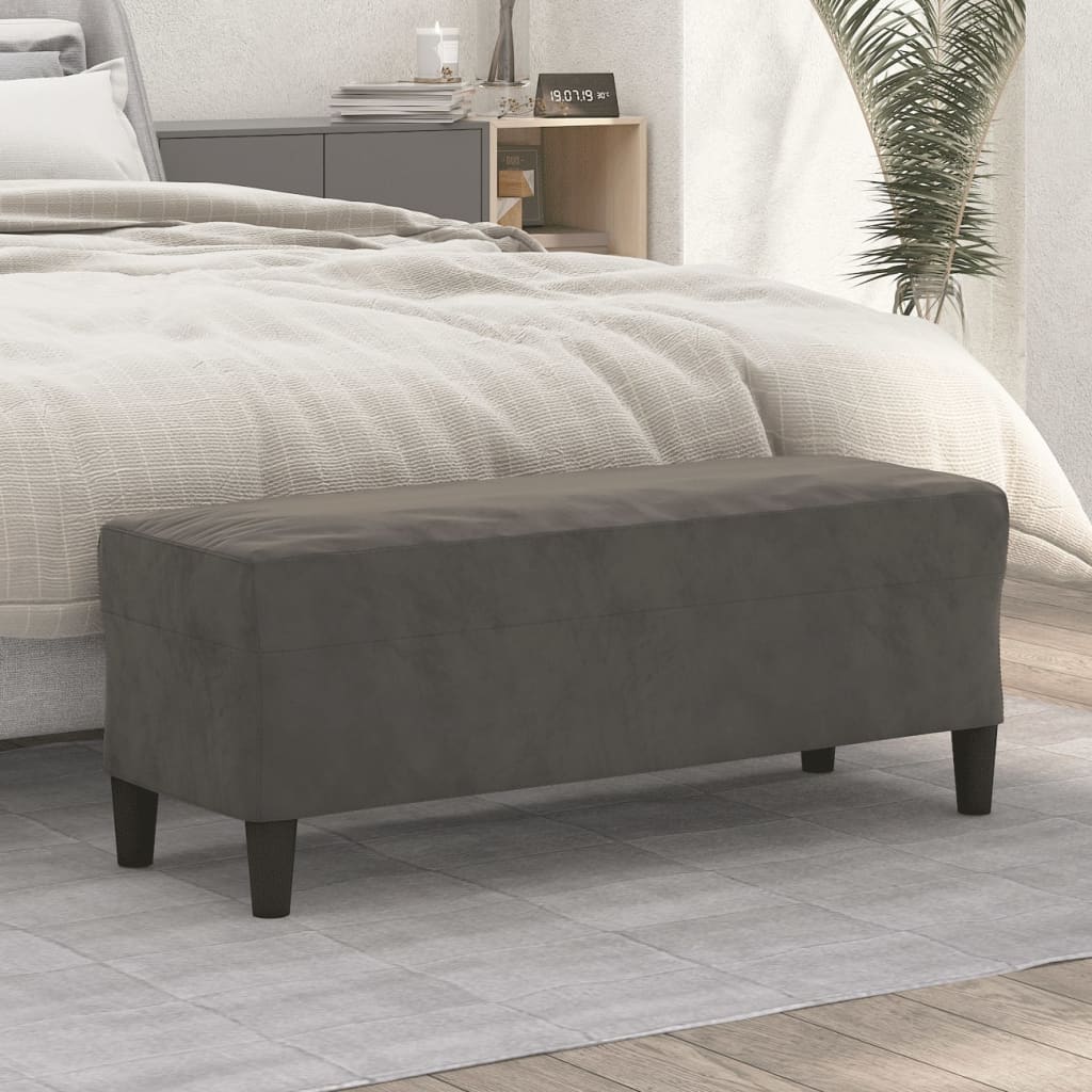 Banc Gris foncé 100x35x41 cm Velours - XIOS