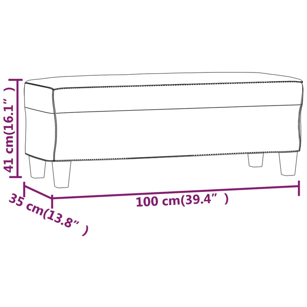 Banc Noir 100x35x41 cm Tissu microfibre - XIOS