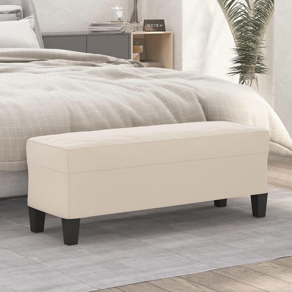 Banc Crème 100x35x41 cm Tissu microfibre - XIOS