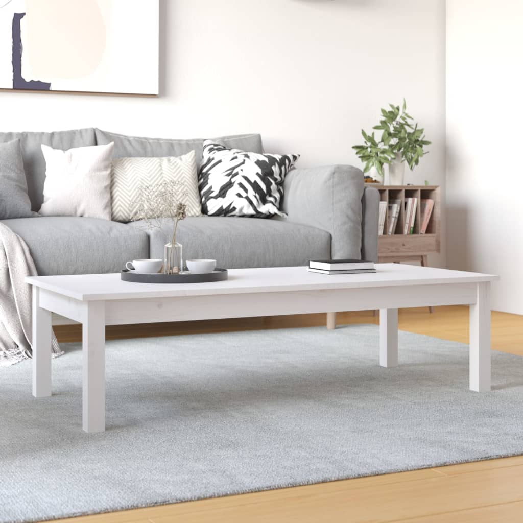Table basse Blanc 110x50x30 cm Bois massif de pin - XIOS