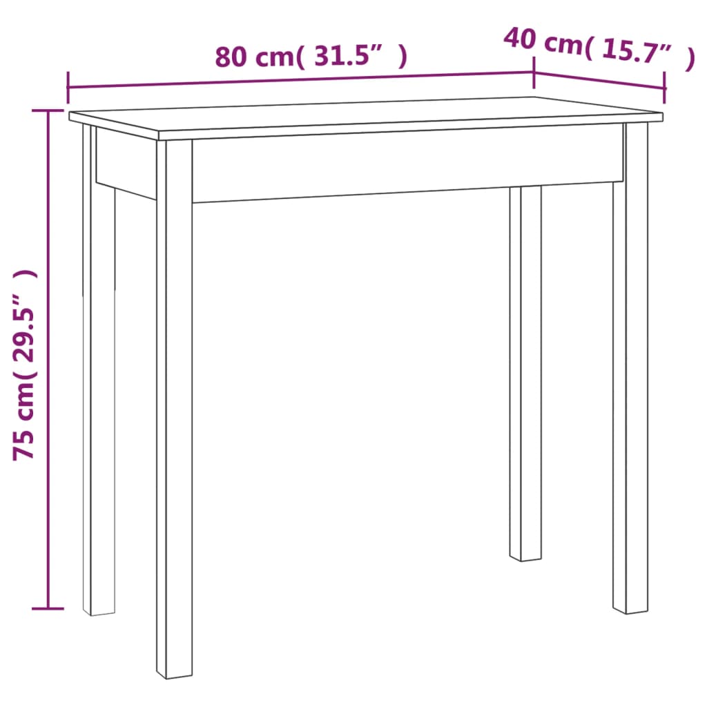 Table console 80x40x75 cm Bois massif de pin - XIOS
