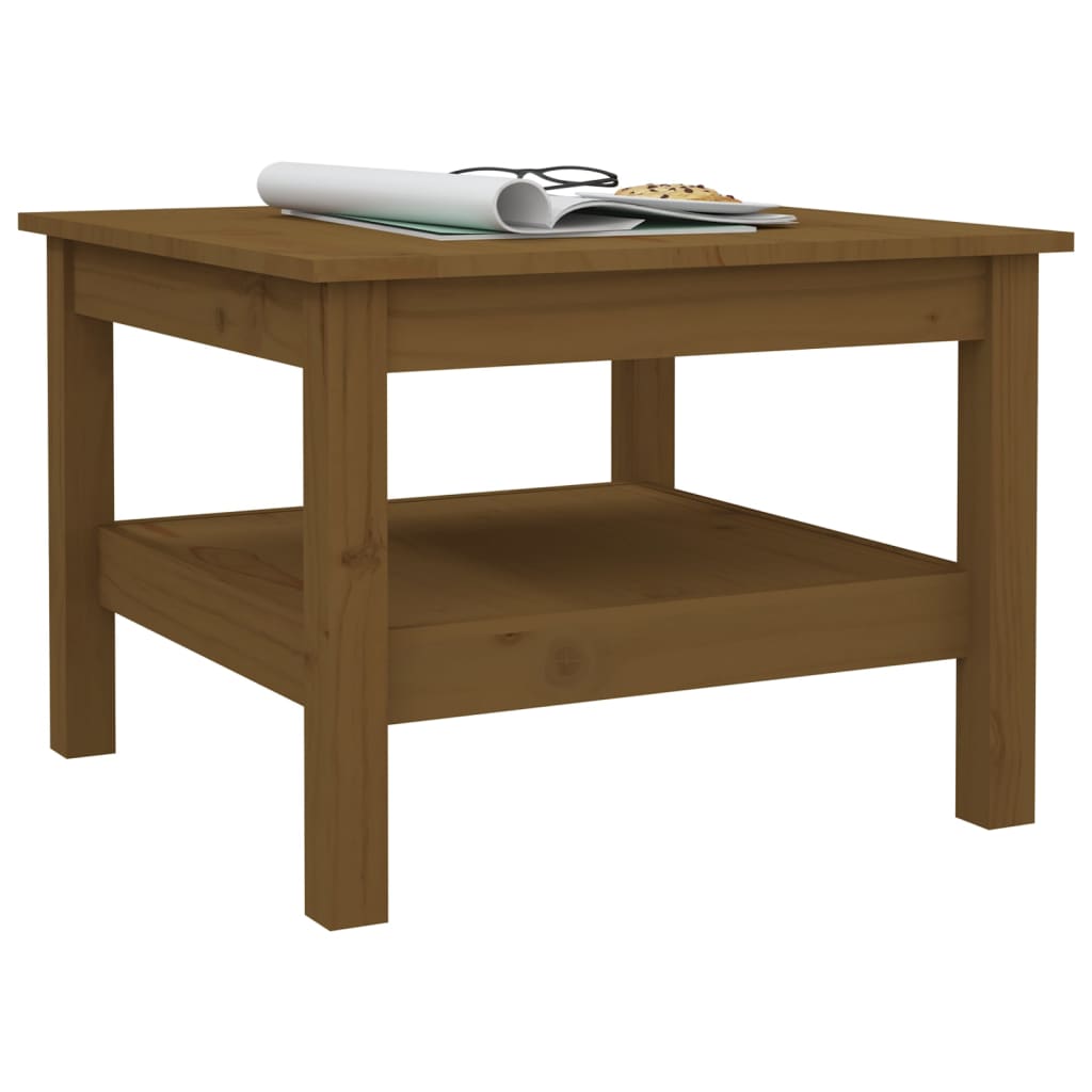 Table basse Marron miel 55x55x40 cm Bois massif de pin - XIOS