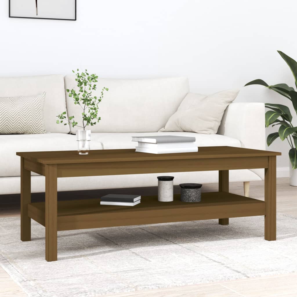Table basse Marron miel 110x50x40 cm Bois massif de pin - XIOS