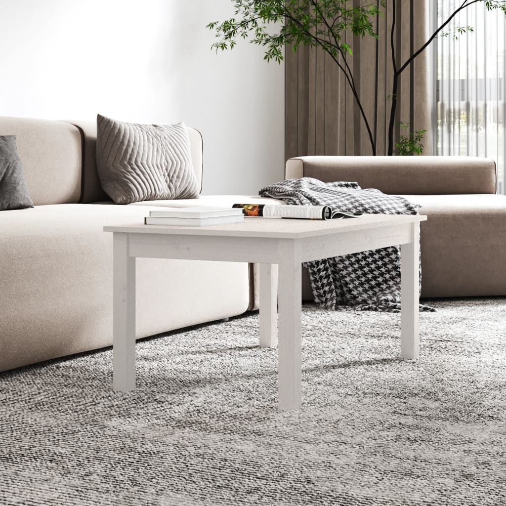 Table basse Blanc 80x50x40 cm Bois massif de pin - XIOS