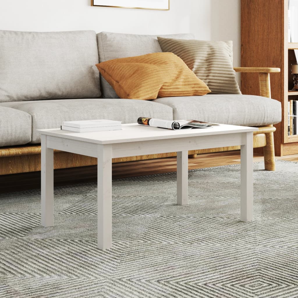 Table basse Blanc 80x50x40 cm Bois massif de pin - XIOS