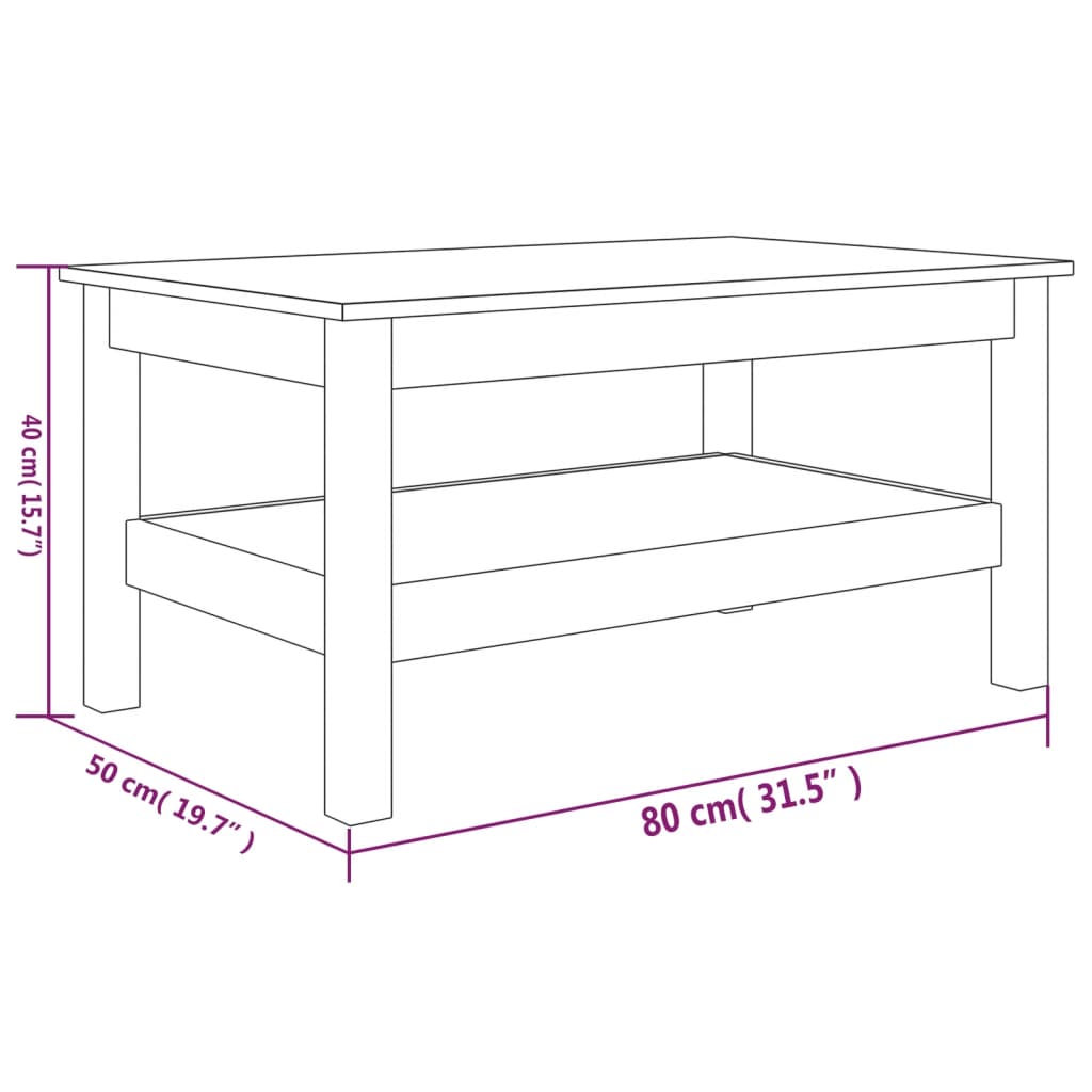 Table basse 80x50x40 cm Bois massif de pin - XIOS
