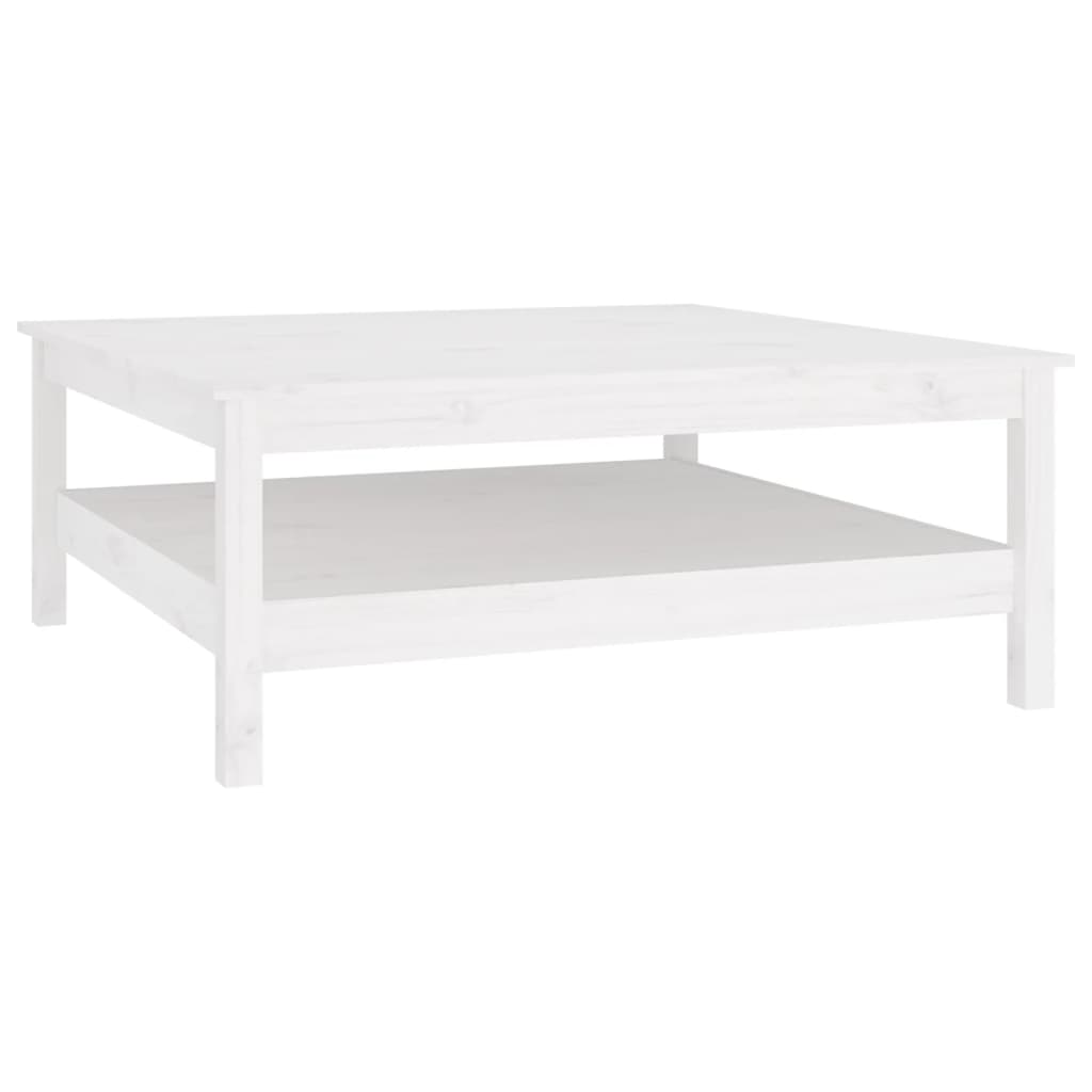 Table basse blanche 100 x 100 x 40 cm Bois de pin massif - XIOS
