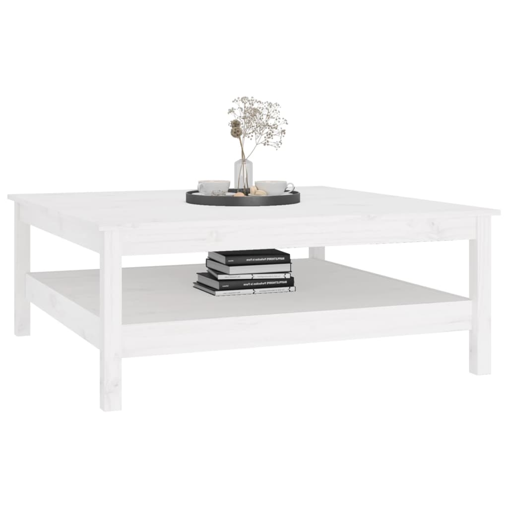 Table basse blanche 100 x 100 x 40 cm Bois de pin massif - XIOS