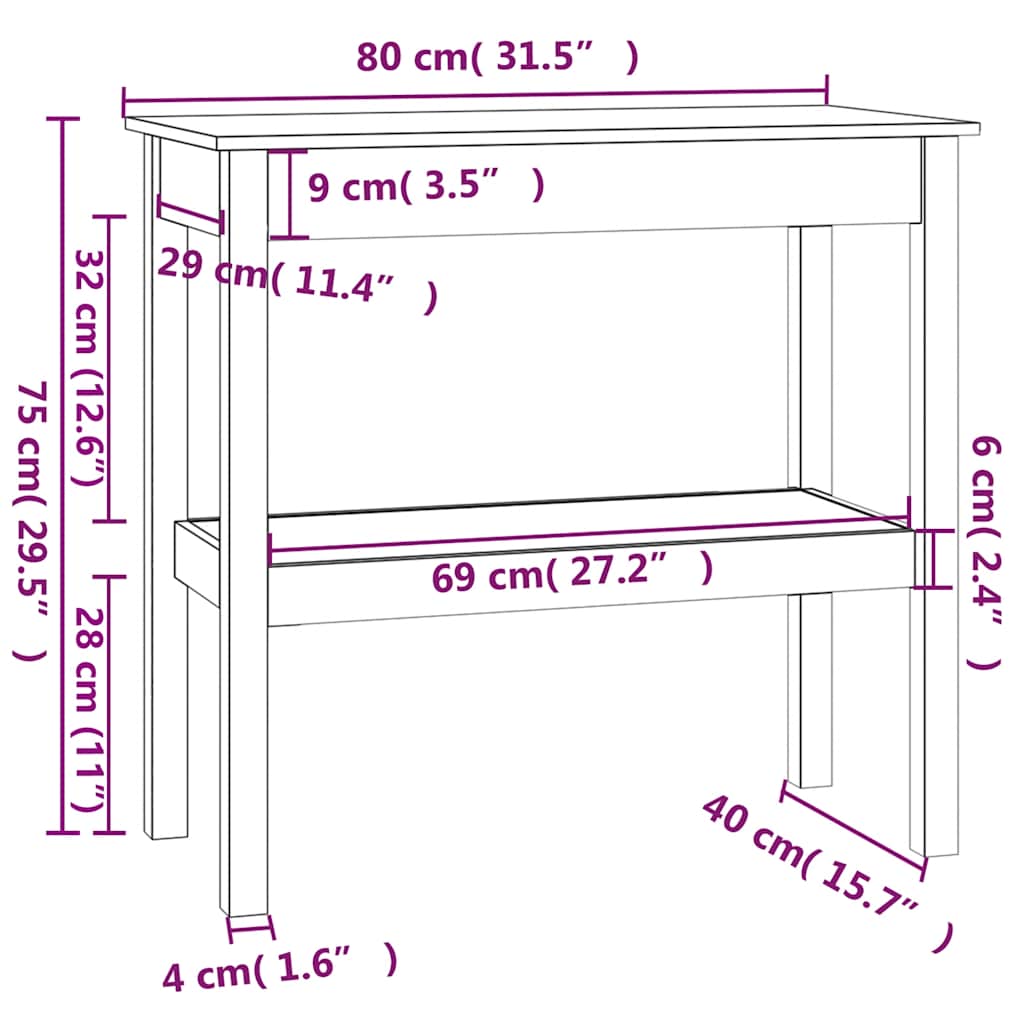 Table console Blanc 80x40x75 cm Bois de pin solide - XIOS