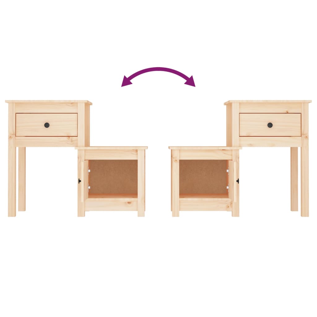 Tables de chevet 2 pcs 79,5x38x65,5 cm Bois de pin massif - XIOS