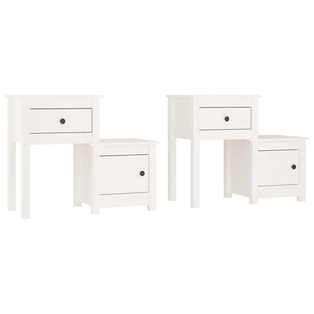 Tables de chevet 2 pcs Blanc 79,5x38x65,5 cm Bois de pin massif - XIOS