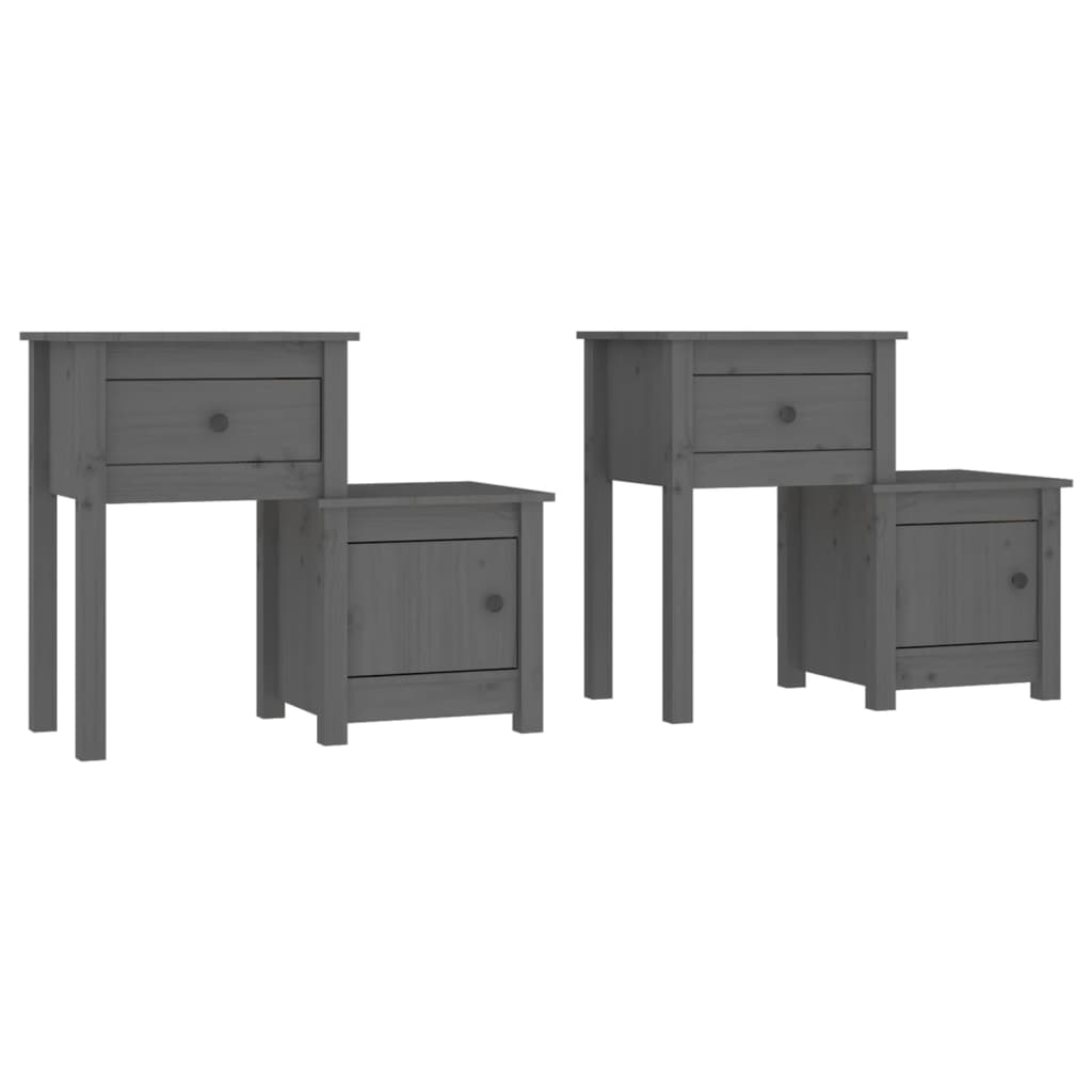 Tables de chevet 2 pcs Gris 79,5x38x65,5 cm Bois de pin massif - XIOS