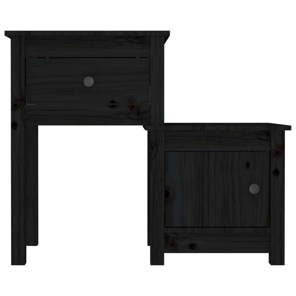 Table de chevet Noir 79,5x38x65,5 cm Bois de pin massif - XIOS