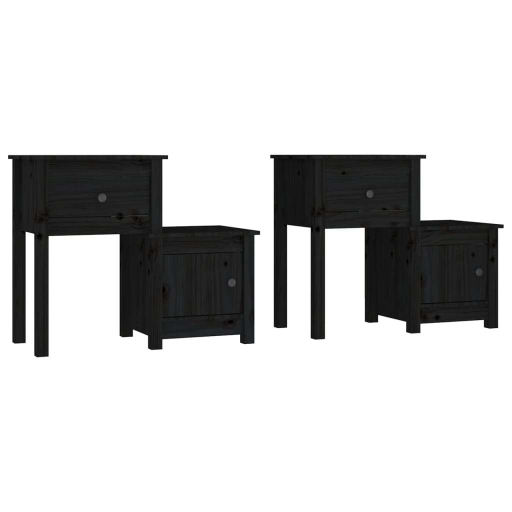 Tables de chevet 2 pcs Noir 79,5x38x65,5 cm Bois de pin massif - XIOS