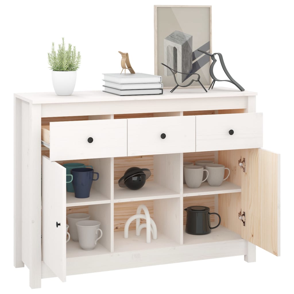 Buffet Blanc 100x35x74,5 cm Bois massif de pin - XIOS