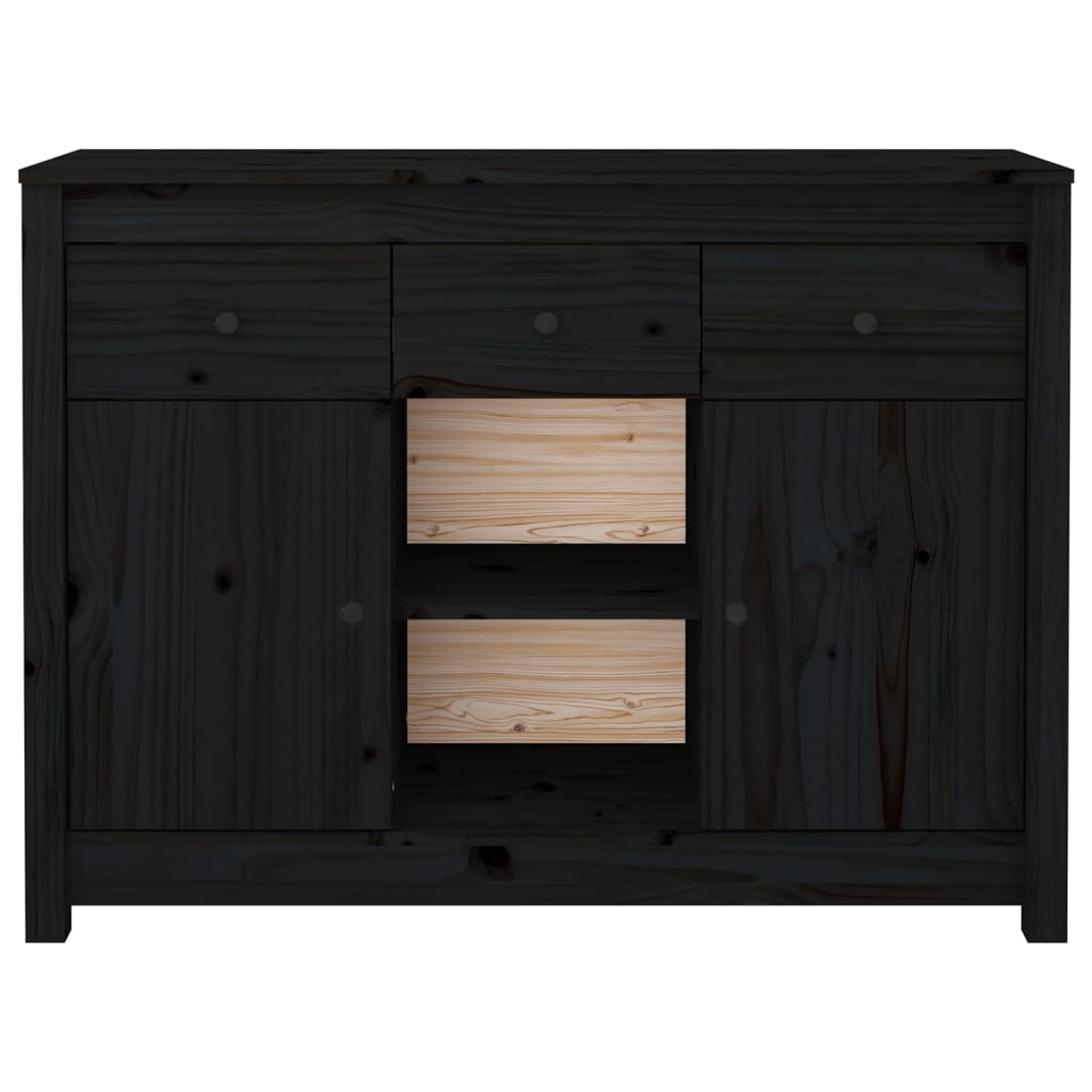 Buffet Noir 100x35x74,5 cm Bois massif de pin - XIOS