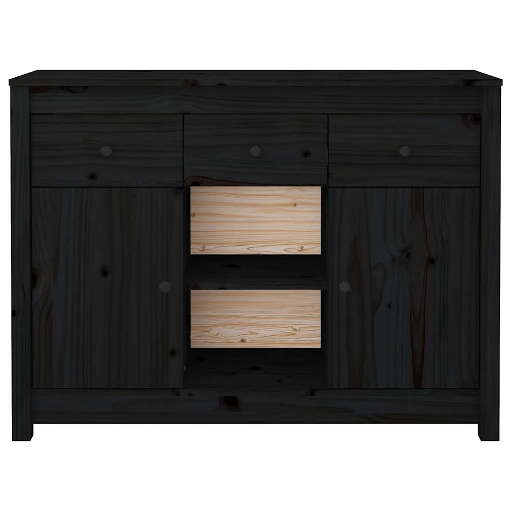 Buffet Noir 100x35x74,5 cm Bois massif de pin - XIOS