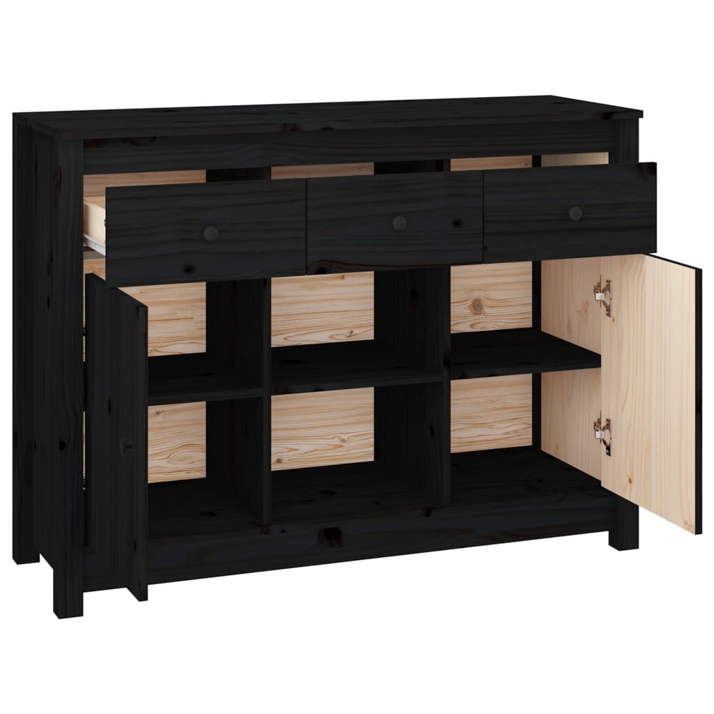 Buffet Noir 100x35x74,5 cm Bois massif de pin - XIOS
