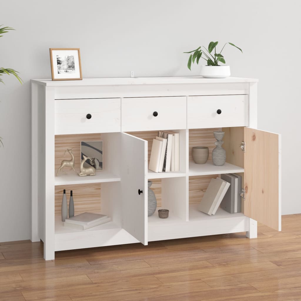 Buffet Blanc 100x35x74 cm Bois massif de pin - XIOS