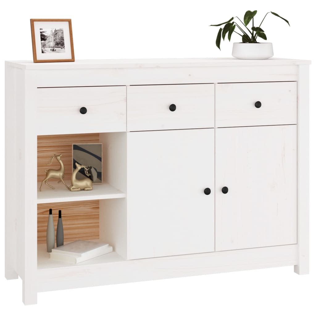 Buffet Blanc 100x35x74 cm Bois massif de pin - XIOS