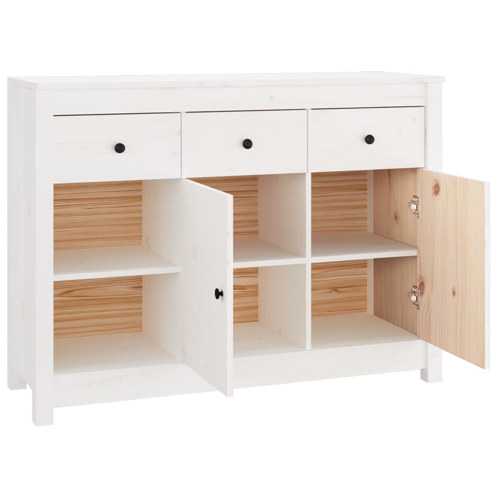 Buffet Blanc 100x35x74 cm Bois massif de pin - XIOS