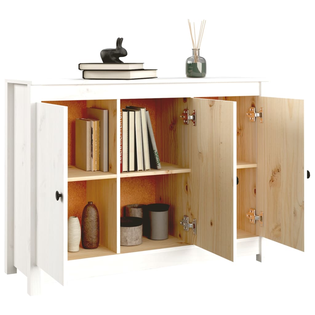 Buffet Blanc 100x35x74 cm Bois massif de pin - XIOS