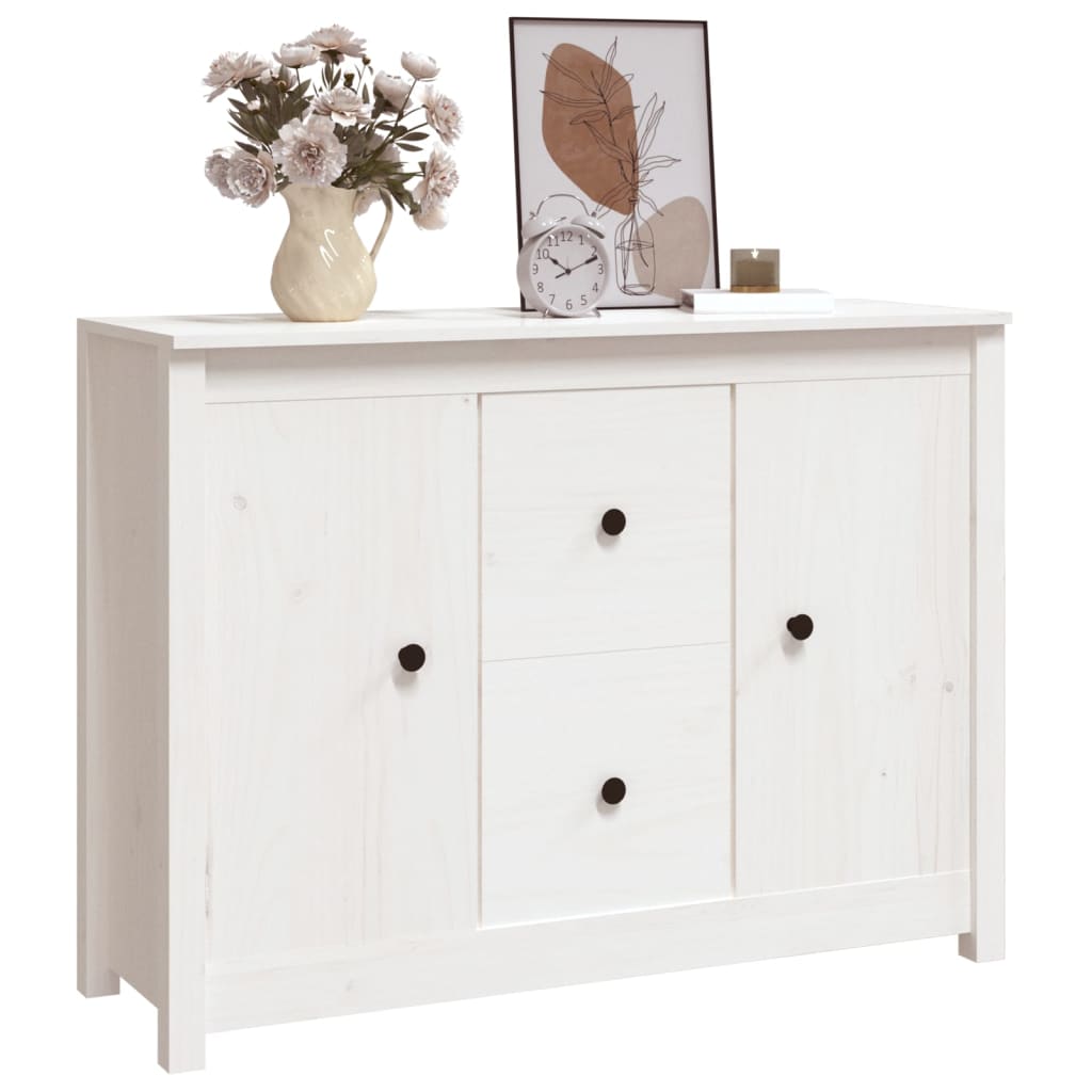 Buffet Blanc 100x35x74 cm Bois massif de pin - XIOS