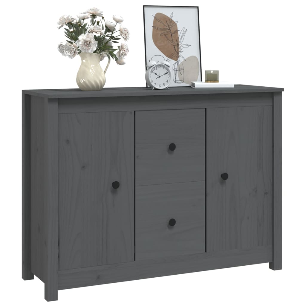 Buffet Gris 100x35x74 cm Bois massif de pin - XIOS