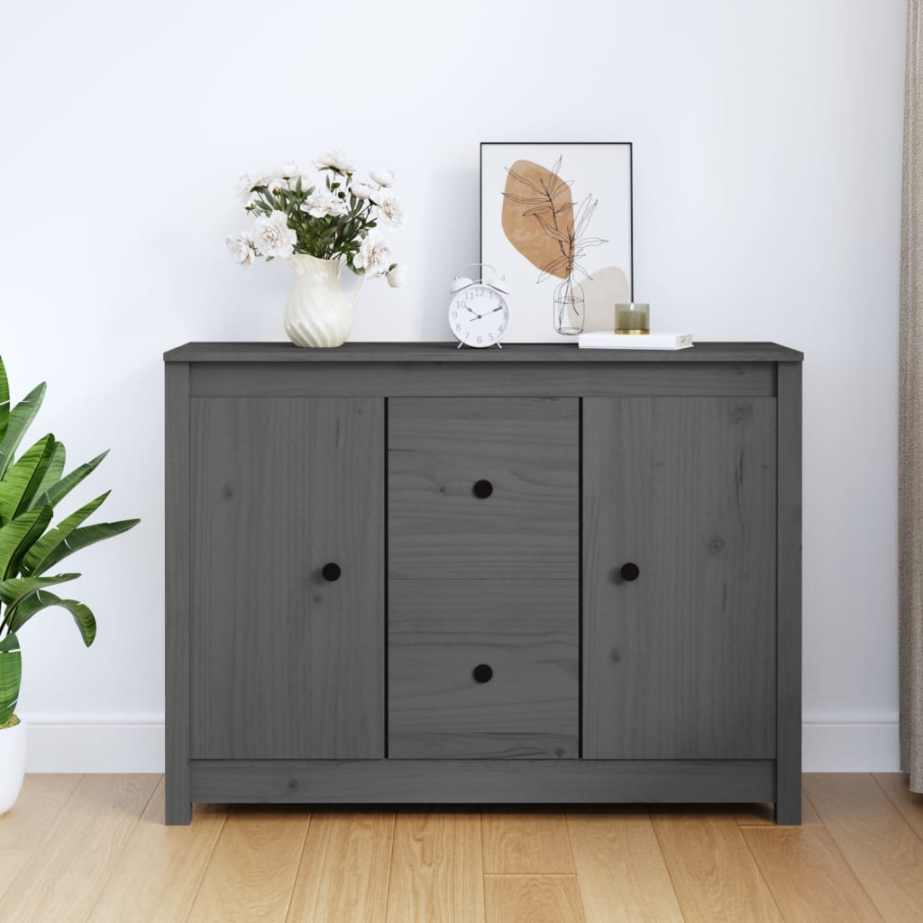 Buffet Gris 100x35x74 cm Bois massif de pin - XIOS
