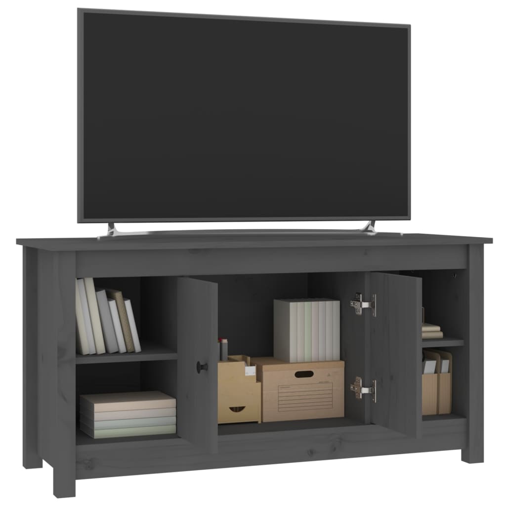 Meuble TV Gris 103x36,5x52 cm Bois de pin massif - XIOS