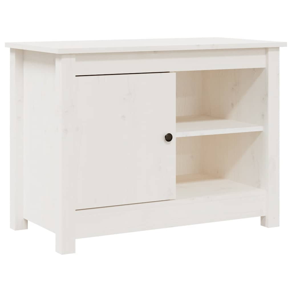 Meuble TV Blanc 70x36,5x52 cm Bois de pin massif