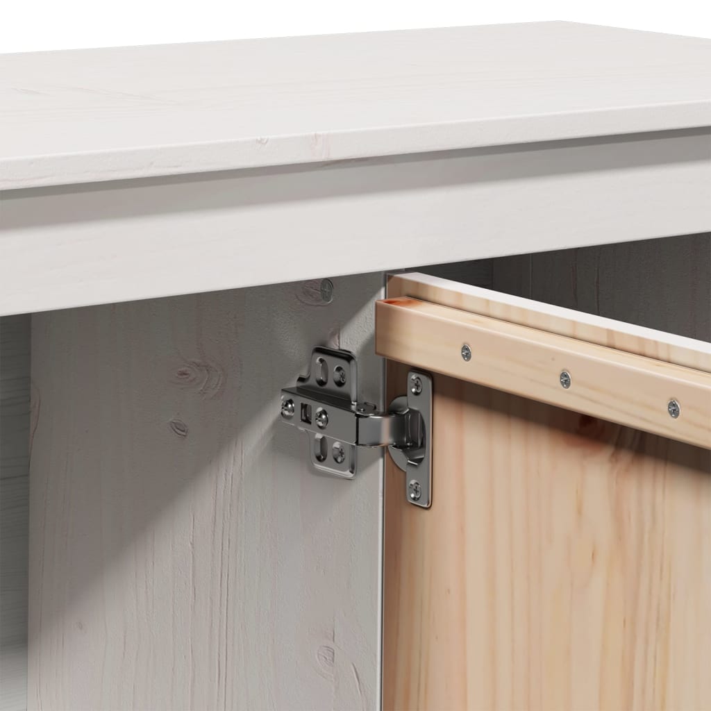 Meuble TV Blanc 103x36,5x52 cm Bois de pin massif - XIOS