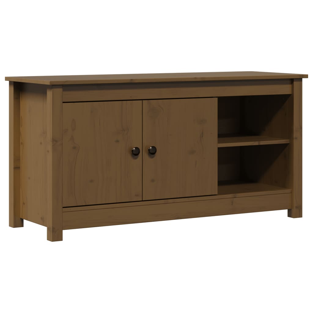 Meuble TV Marron miel 103x36,5x52 cm Bois de pin massif - XIOS