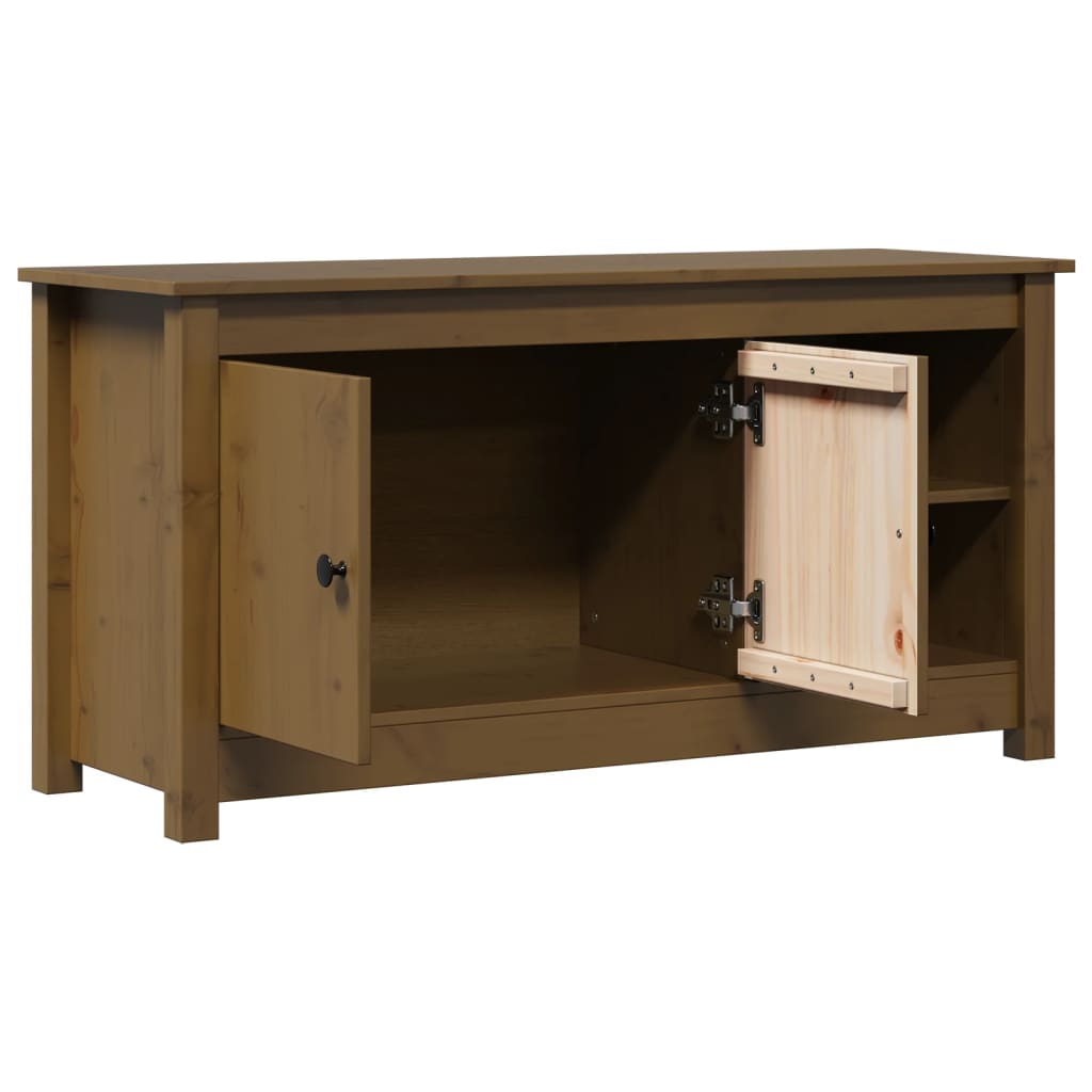 Meuble TV Marron miel 103x36,5x52 cm Bois de pin massif - XIOS