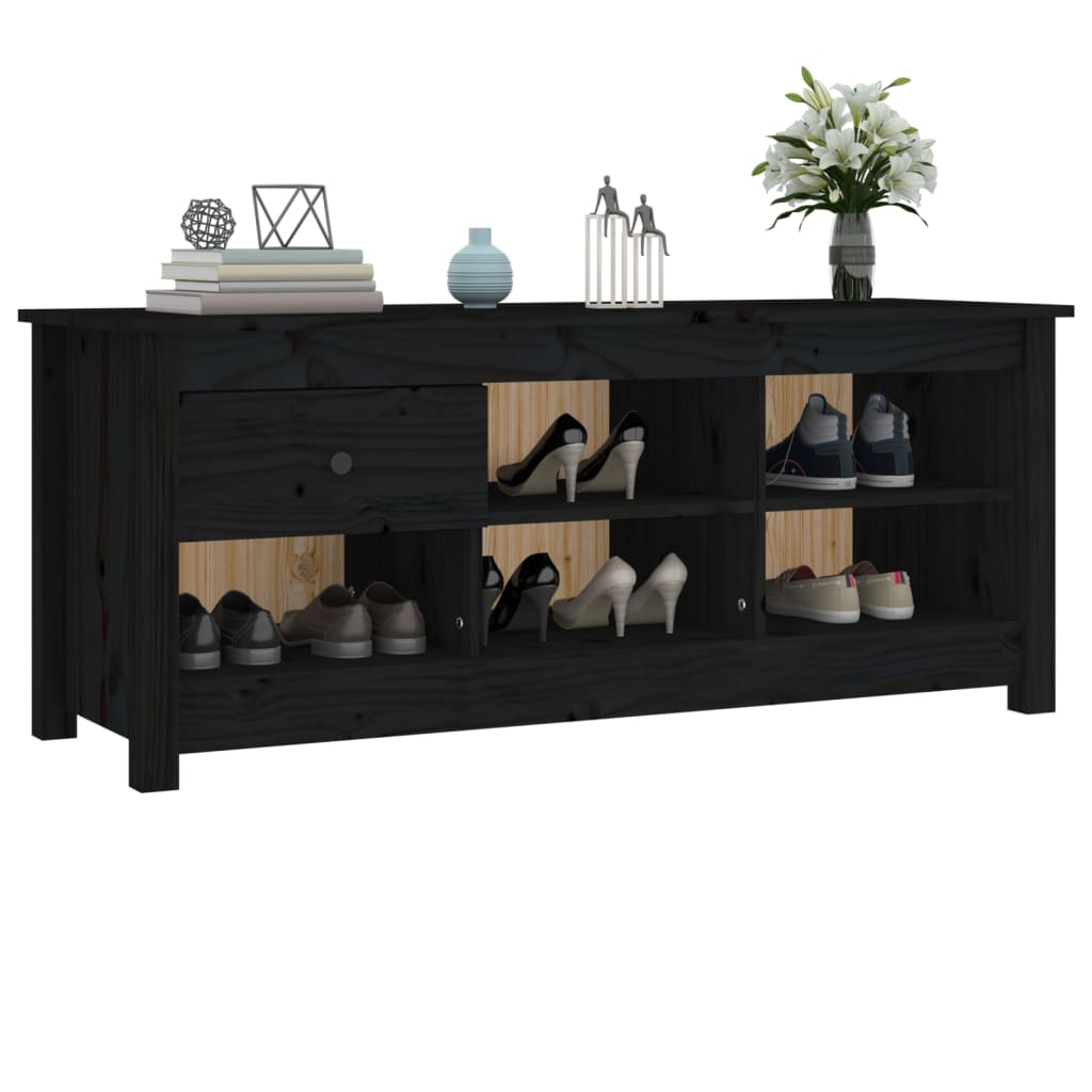 Armoire à chaussures Noir 110x38x45,5 cm Bois de pin massif - XIOS
