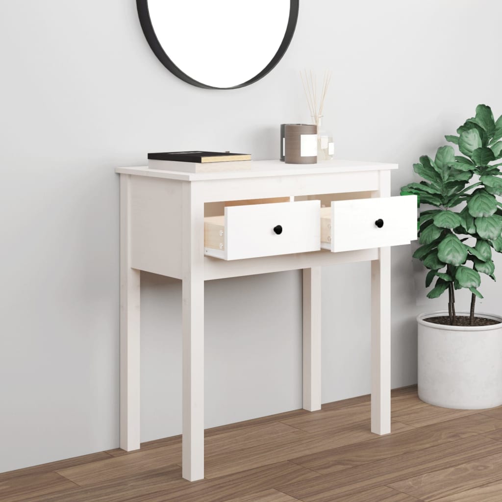 Table console Blanc 70x35x75 cm Bois massif de pin - XIOS