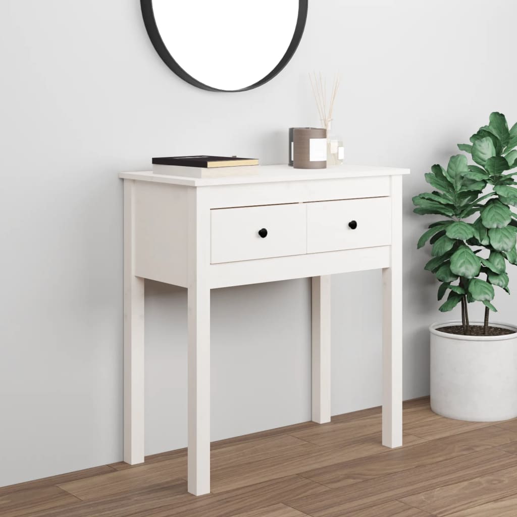 Table console Blanc 70x35x75 cm Bois massif de pin - XIOS