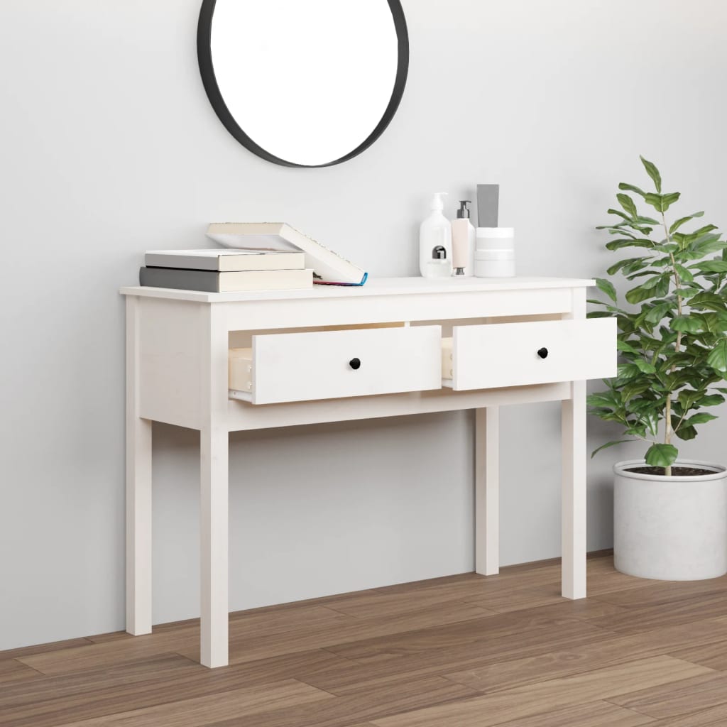 Table console Blanc 100x35x75 cm Bois massif de pin - XIOS