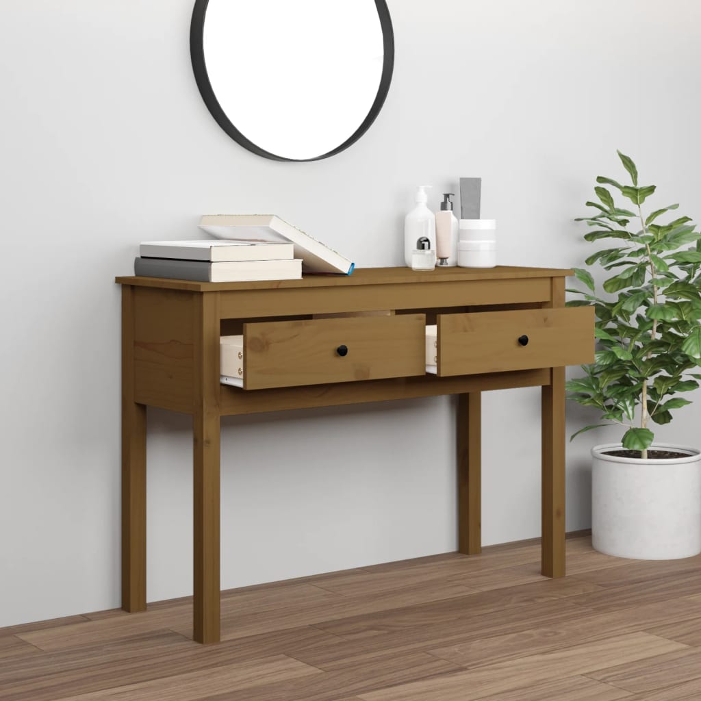 Table console Marron miel 100x35x75 cm Bois massif de pin - XIOS